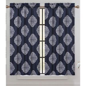 NEW 2 Panels Cafe Curtains 45” L Floral Medallion Damask